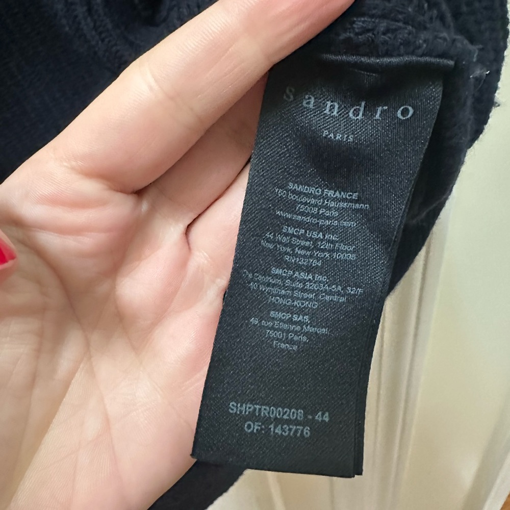 Sandro Navy Blue Knit Cardigan ribbed l large - Picture 6 of 7